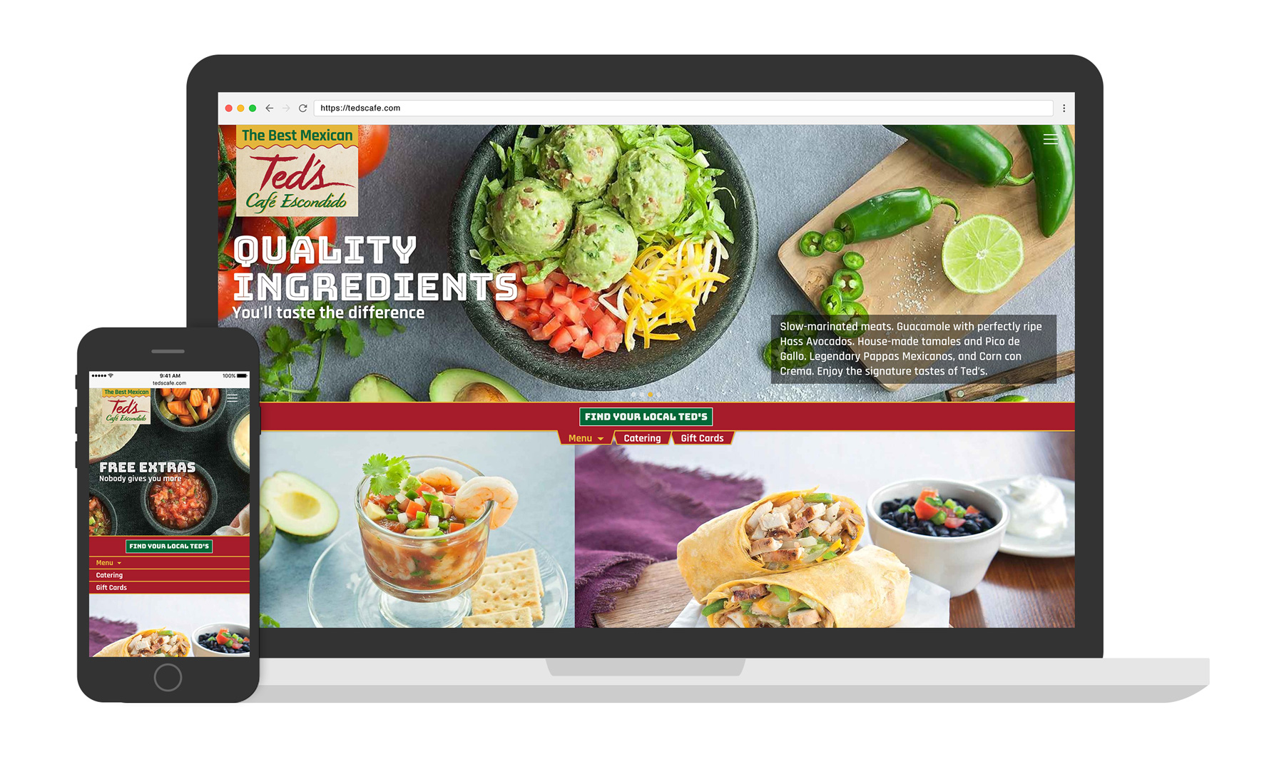 Teds Cafe Escondido Website displayed on multiple devices